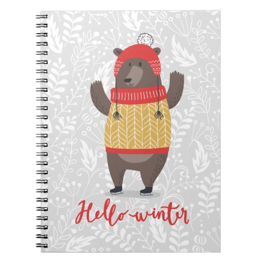 Carnet Bonjour Saison d'hiver Salutation Ours d'illustrat (Devant)