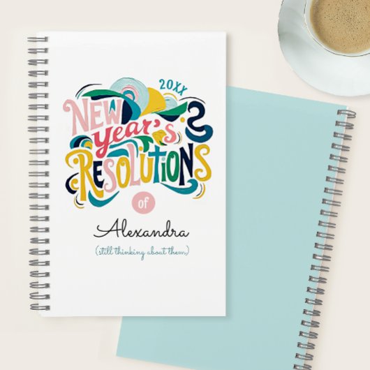 Carnet Bonne année Résolutions Pastel Typographie peintur