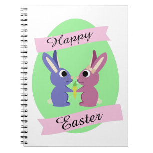 Carnet Bonne Pâques ! Couple de lapin mignon