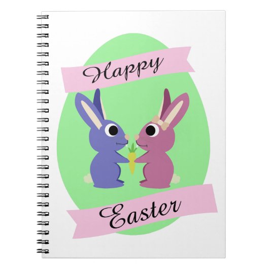 Carnet Bonne Pâques ! Couple de lapin mignon (Devant)