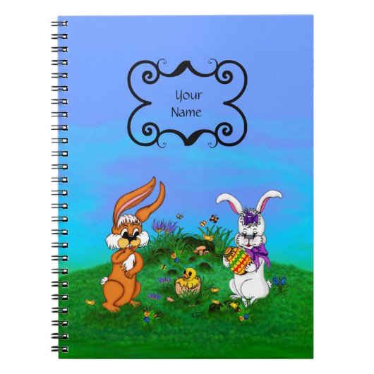 Carnet Bonne Pâques ! Lapin avec lapin et poussin (Devant)