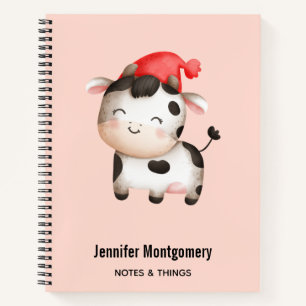 Carnet Bonne vache dans un Casquette rouge mignon