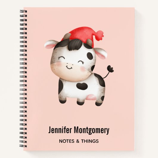 Carnet Bonne vache dans un Casquette rouge mignon (Devant)