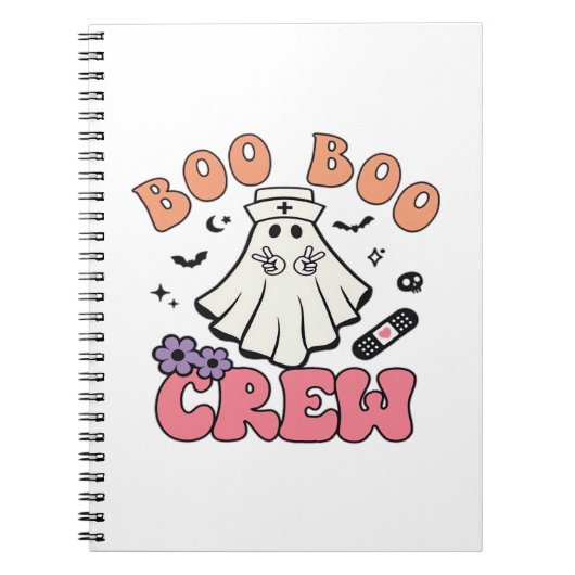 Carnet Boo Boo Crew Nurse Halloween Ghost Funny Classic T (Devant)