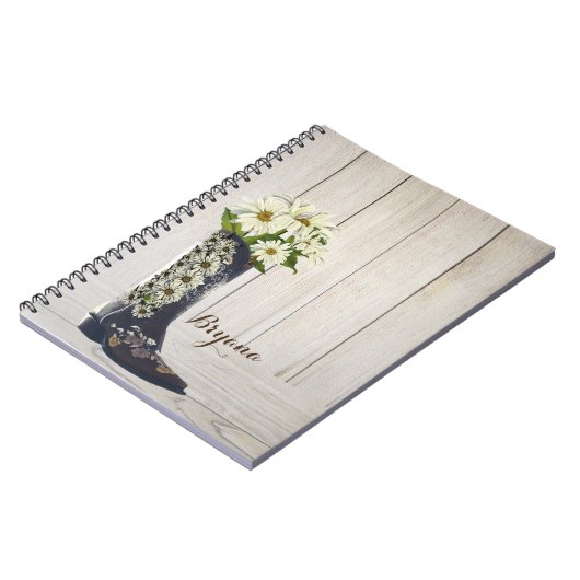 Carnet Boot rustique avec marguerites (Côté gauche)