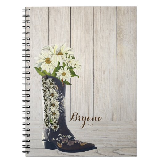 Carnet Boot rustique avec marguerites (Devant)