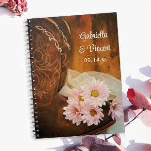 Carnet Boots de cowboy rose Daisées Mariage occidental