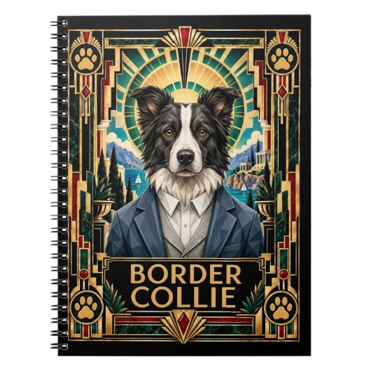Carnet Border Collie, Chien Art Déco (Devant)