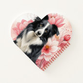 Carnet Border Collie Dog and Bold Pink Lilies (Dos)