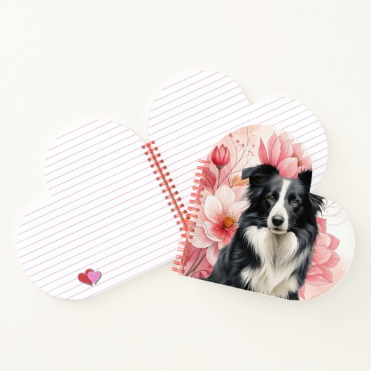 Carnet Border Collie Dog and Bold Pink Lilies (Intérieur)
