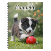 Carnet Border Collie mignon avec balle rouge (Devant)
