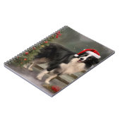 Carnet Bordure Collie Chien dans neige Noël (Côté gauche)