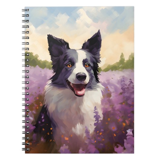 Carnet Bordure Collie dans le champ Lavender (Devant)