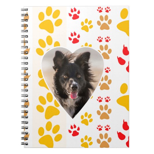 Carnet Bordure Collie Empreinte de patte Amour Coeur (Devant)