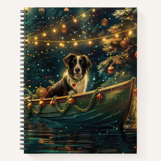 Carnet Bordure Collie Noël Festive Voyage (Devant)
