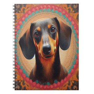 Carnet Bordure colorée réaliste mignon Amoureux des chien