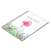 Carnet Bordure de fleurs tropicales et Flamant rose rose (Côté gauche)