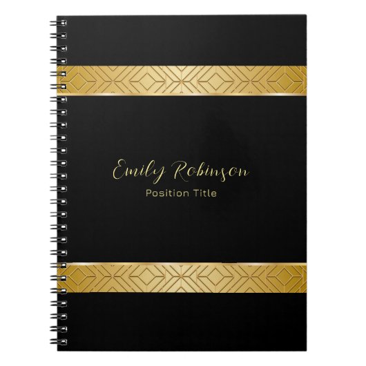 Carnet Bordure de motif géométrique en or de luxe (Devant)