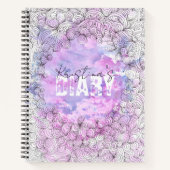 Carnet Bordure du Motif d'encre noire Lillac Azure (Devant)