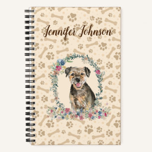 Carnet Bordure Empreinte de patte de chien Terrier et mig