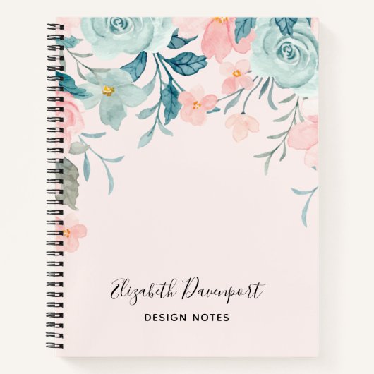 Carnet Bordure florale rose et verte (Devant)