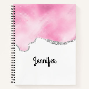 Carnet Bordure Parties scintillant rose et argent Faux él