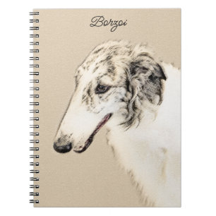 Carnet Borzoi (Argent Brindle) Peinture Chien Art origina