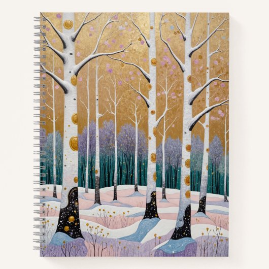 Carnet Bosquet de trembles dorés : un rêve d'hiver (Devant)