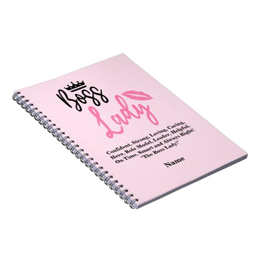 Carnet Boss Lady, Nom Personnalisé Cadeau Pour Elle (Côté Droit)