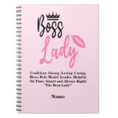Carnet Boss Lady, Nom Personnalisé Cadeau Pour Elle (Devant)