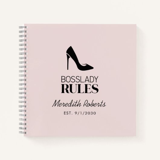 Carnet Boss Lady Stiletto Logo Blush Personnalisé (Devant)