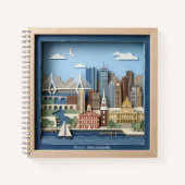 Carnet Boston Massachusetts America Layered Paper Art (Devant)