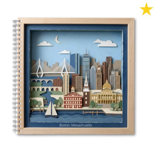 Carnet Boston Massachusetts America Layered Paper Art