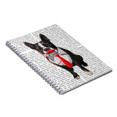 Carnet Boston Terrier avec Cravate rouge et moustache 2 (Côté Droit)