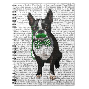 Carnet Boston Terrier avec la moustache verte et tacheté