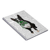 Carnet Boston Terrier Avec Moustache Verte Et Pot (Côté Droit)