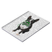 Carnet Boston Terrier Avec Moustache Verte Et Pot (Côté gauche)