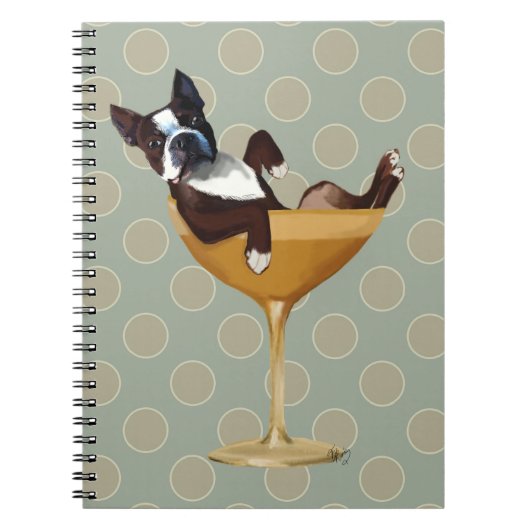 Carnet Boston Terrier en verre à cocktail (Devant)