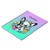 Carnet Boston Terrier entouré de fleurs Personnalisé (Côté gauche)