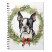 Carnet Boston Terrier Noël Wreath Festive Pup (Devant)