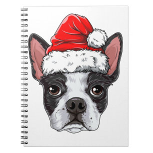 Carnet Boston Terrier Père Noël T Shirt Christmas Kids