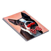 Carnet Boston Terrier Portrait avec Cravate Red Bow et 2 (Côté Droit)