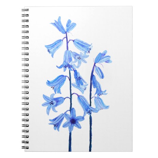 Carnet Botanical bluebells flower watercolor (Devant)