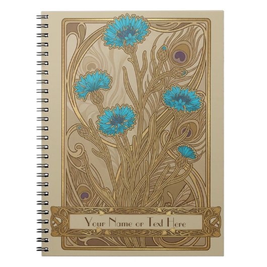 Carnet Botanical Tapestry: The Blue Cornflower Art Nouvea (Devant)