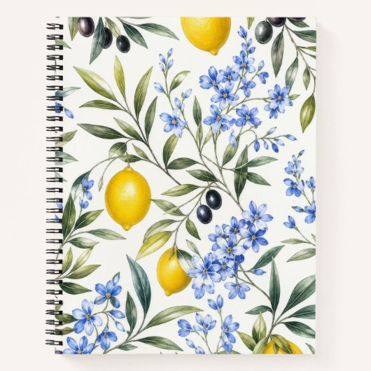 Carnet Botanique Fleur Bleue et Olive au Citron (Devant)