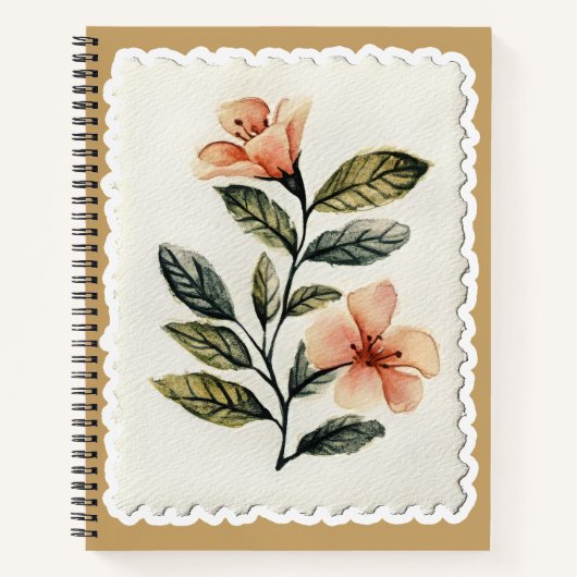 Carnet Botanique Fleurie de Style Rétro et Timbre- (Devant)