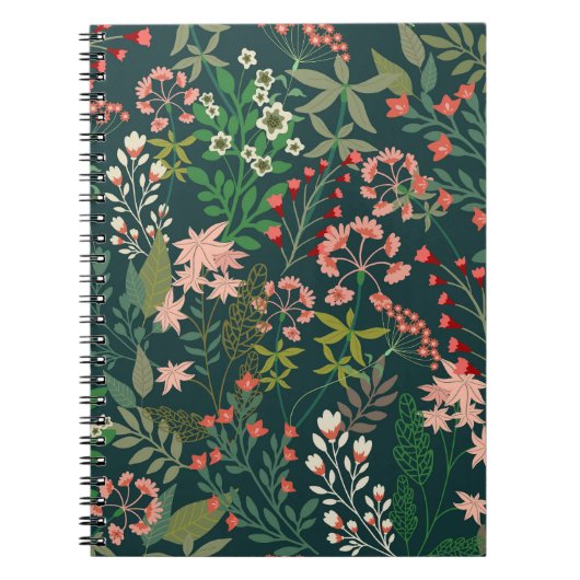 Carnet Botanique florale foncée sans Motif (Devant)