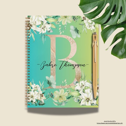 Carnet Botanique moderne personnalisée Gradient verdure