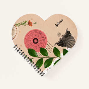 Carnet Botanique personnalisée Colorful Coeur rétro amusa