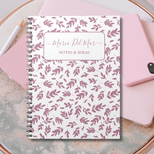 Carnet botanique Rose Dusty personnalisé